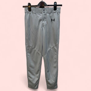 Under Armour Boys Baseball Pants Light Gray Utility Piped Size YMD Polyester